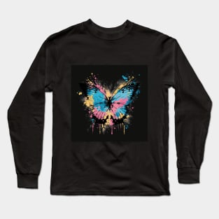 Cosmic Drip Tie Dye Butterfly Long Sleeve T-Shirt